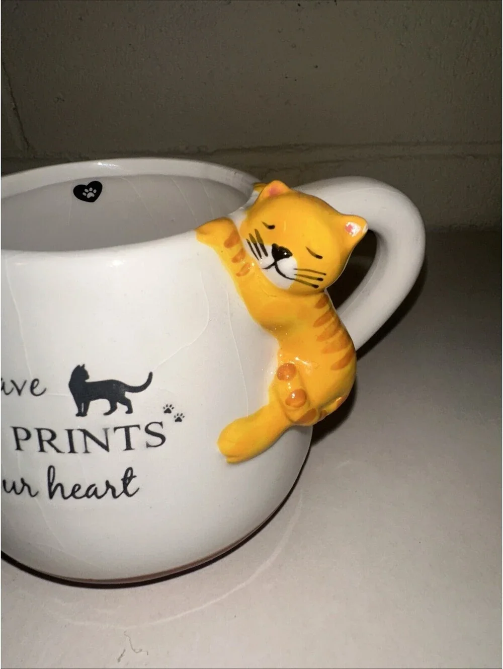 ECCOLO World Traveler 3D Cat Lady Mug Paw Prints Ceramic White Coffee Tea 2019